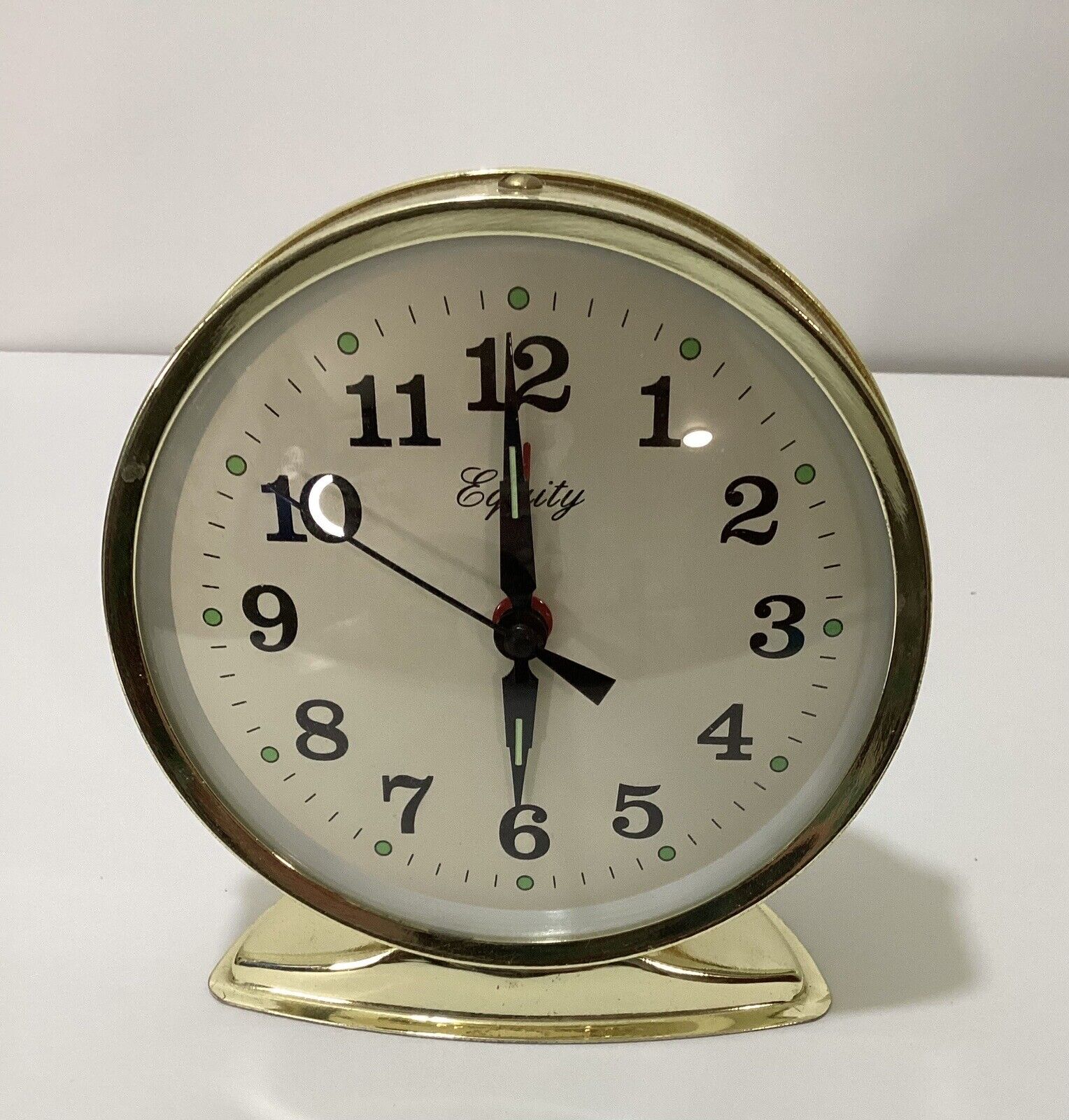 Vintage EQUITY alarm clock Metal Cream Gold