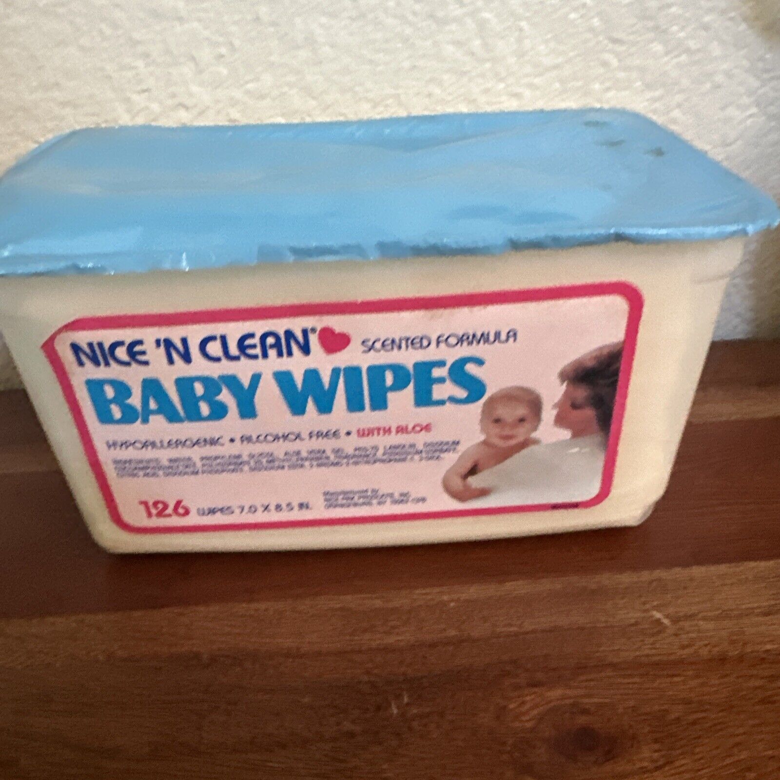 Vintage 1980’s Nice ‘N Clean Baby Wipes Full Sealed Container