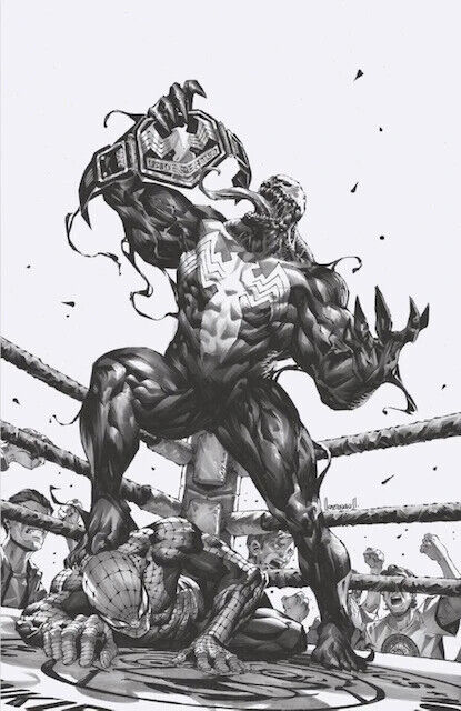 Venom 28 Marvel 2020 Kael Ngu Wrestling WWE Belt Spider-Man BW Sketch Variant