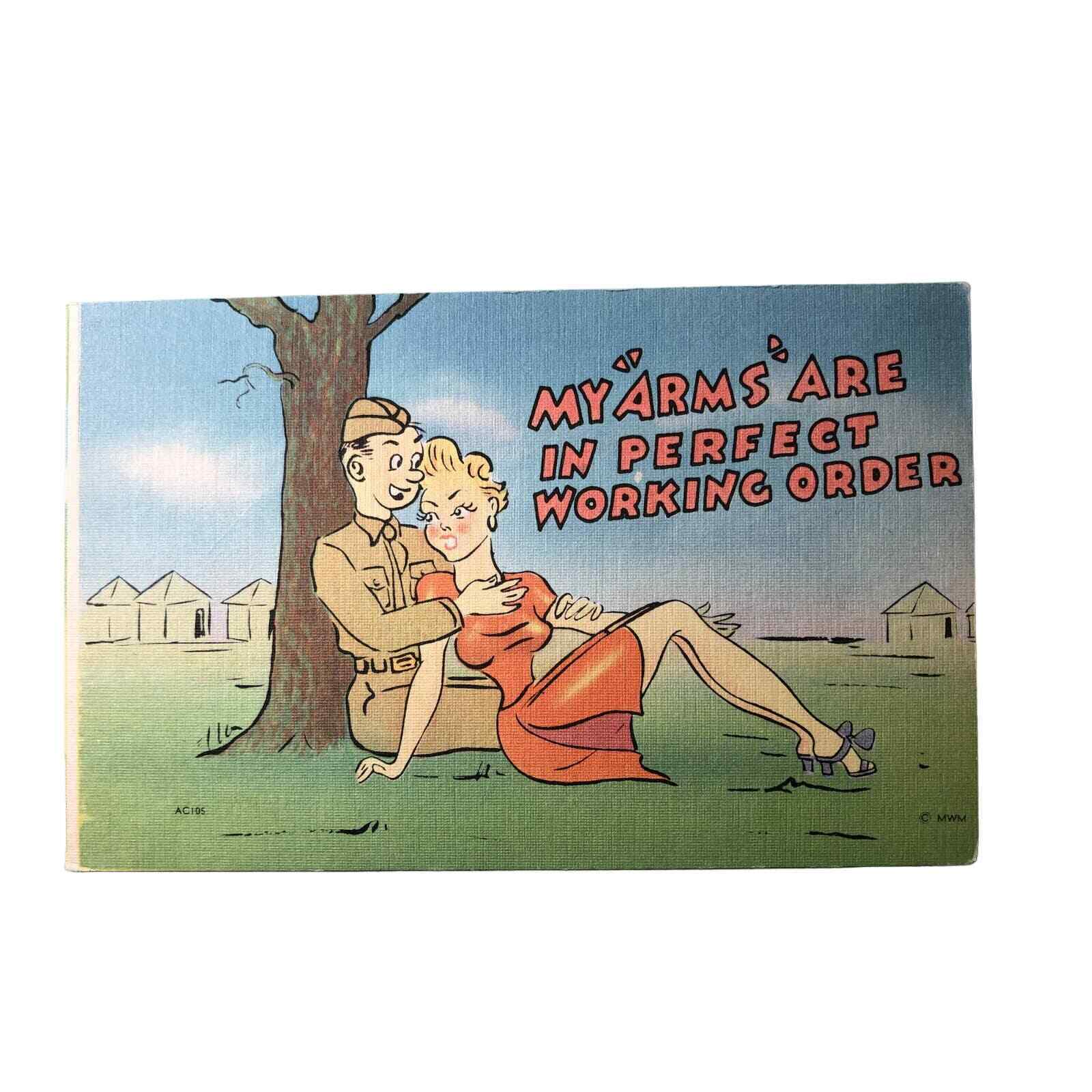 My Arms Are In Perfect Working Order Postcard Military Humor 1940's vn