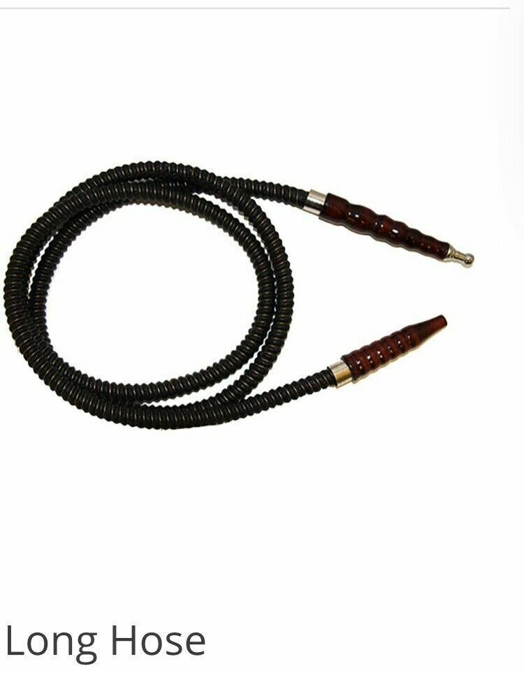 72 Inches Long Leather Like Wrapped Wooden Handle Hookah Hose BLACK