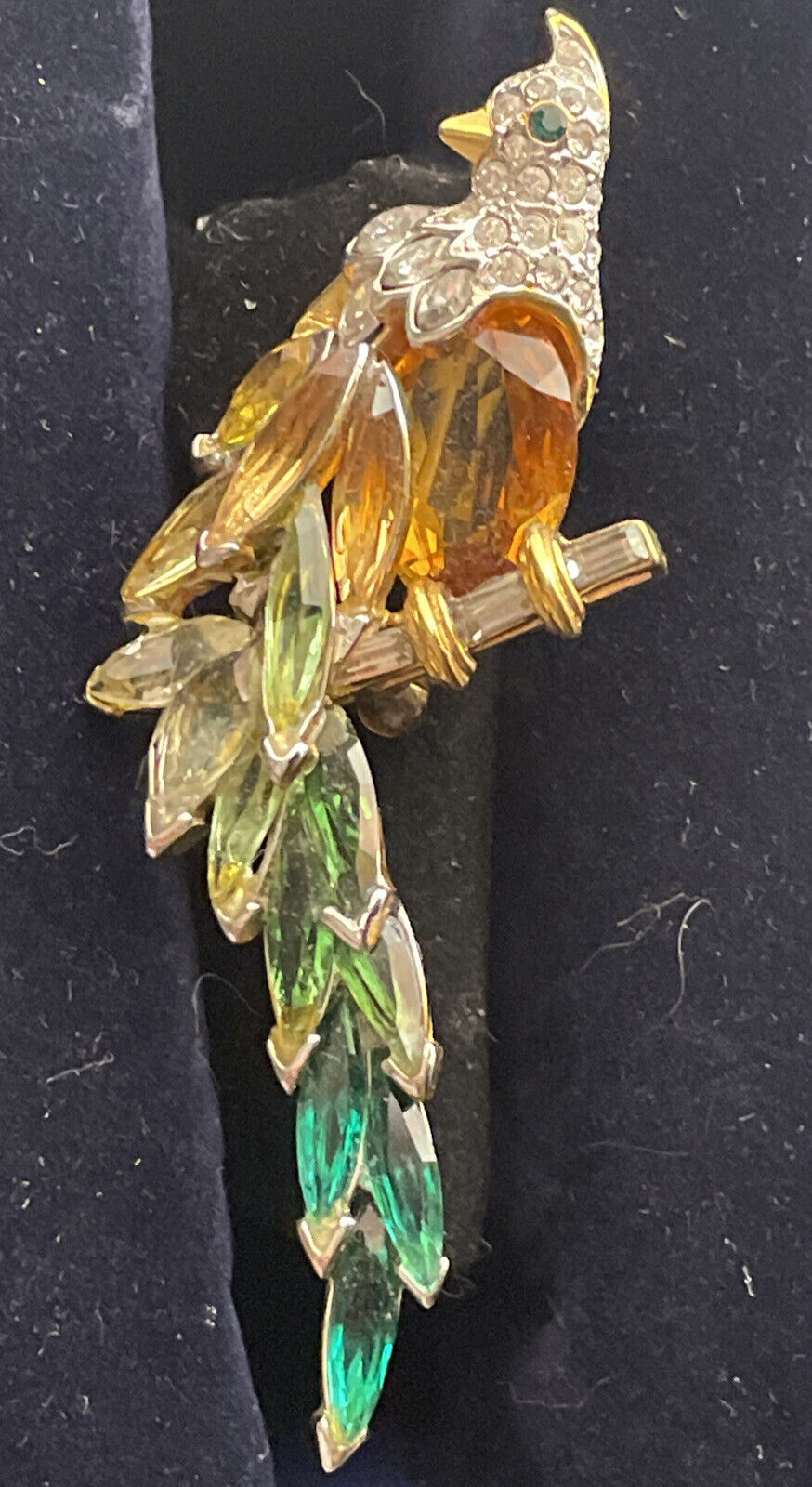 Rare Vintage Swarovski SC Signed Crystal Bird Brooch Pin