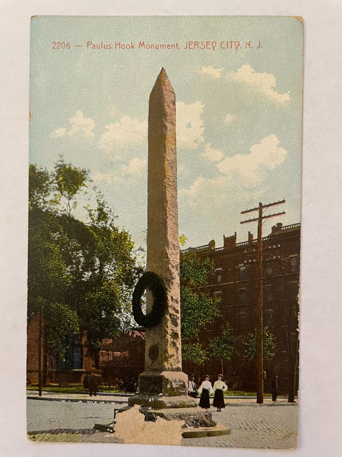 Vintage Postcard New Jersey c.1907-1915 Paulus Hook Monument Jersey City