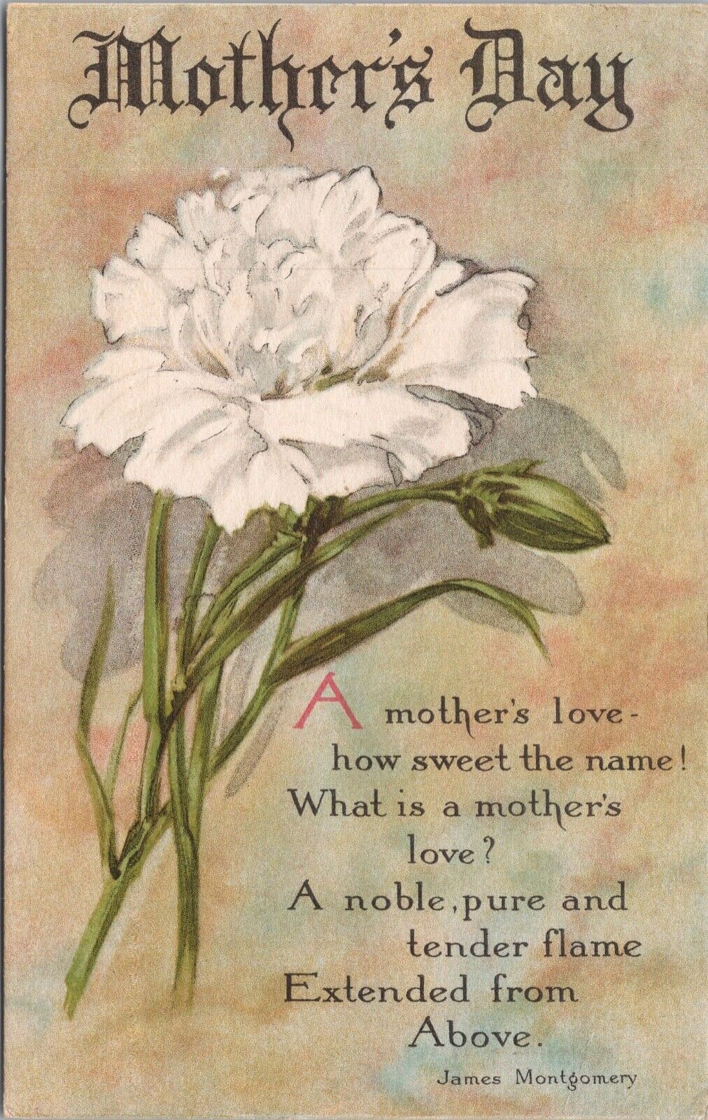 Vintage Mother's Day Greeting Postcard Poem James Montgomery circa 1914