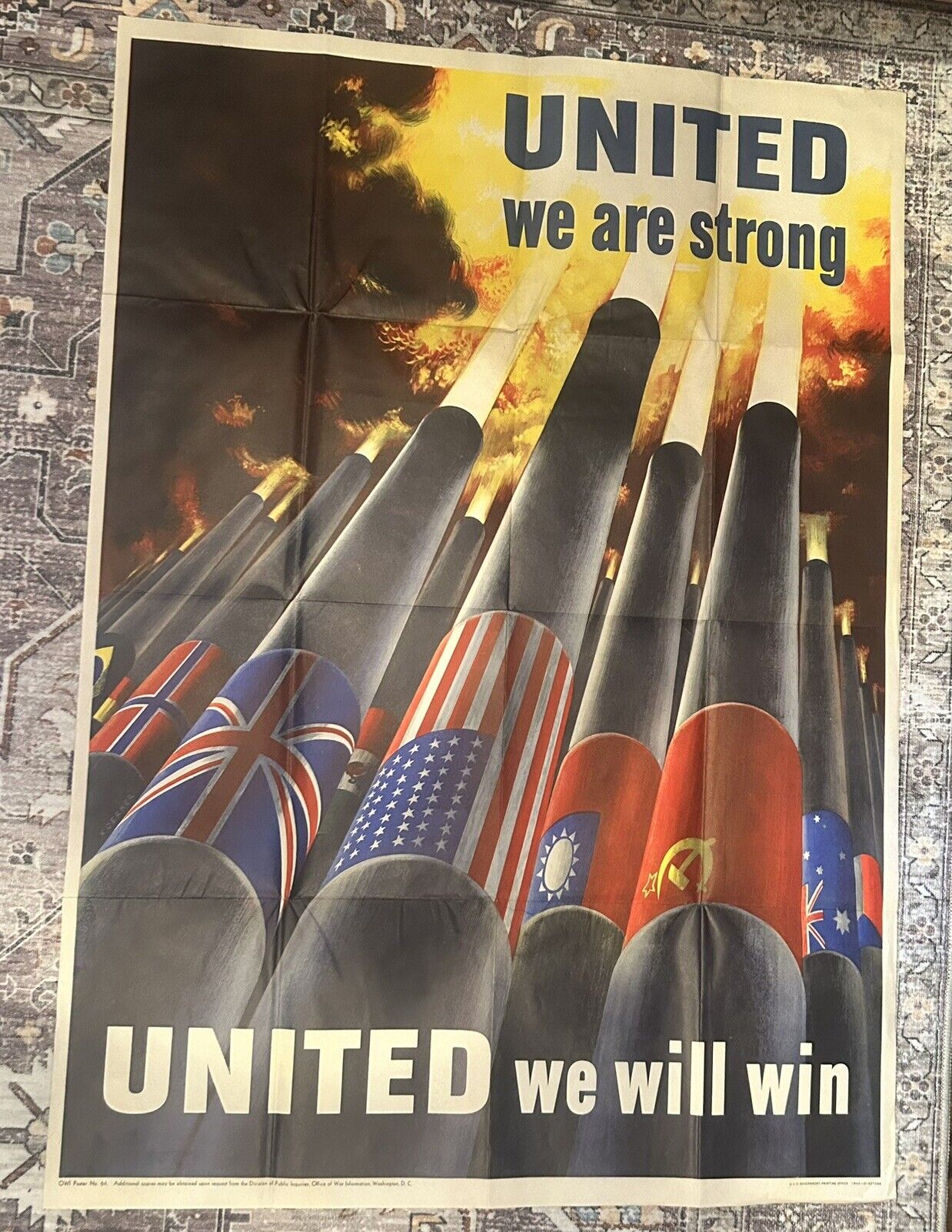 ww2 poster “United We Are Strong United We Will Win”