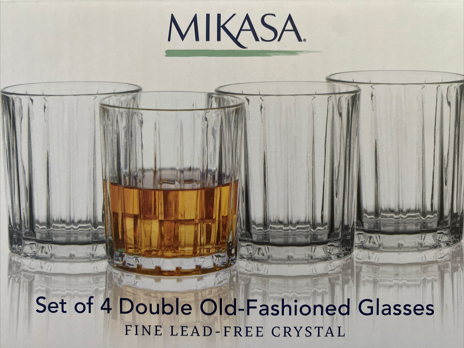 NEW MIKASA BEVERLY Fine lead free Crystal Double Old Fashioned Glasses Set Of 4