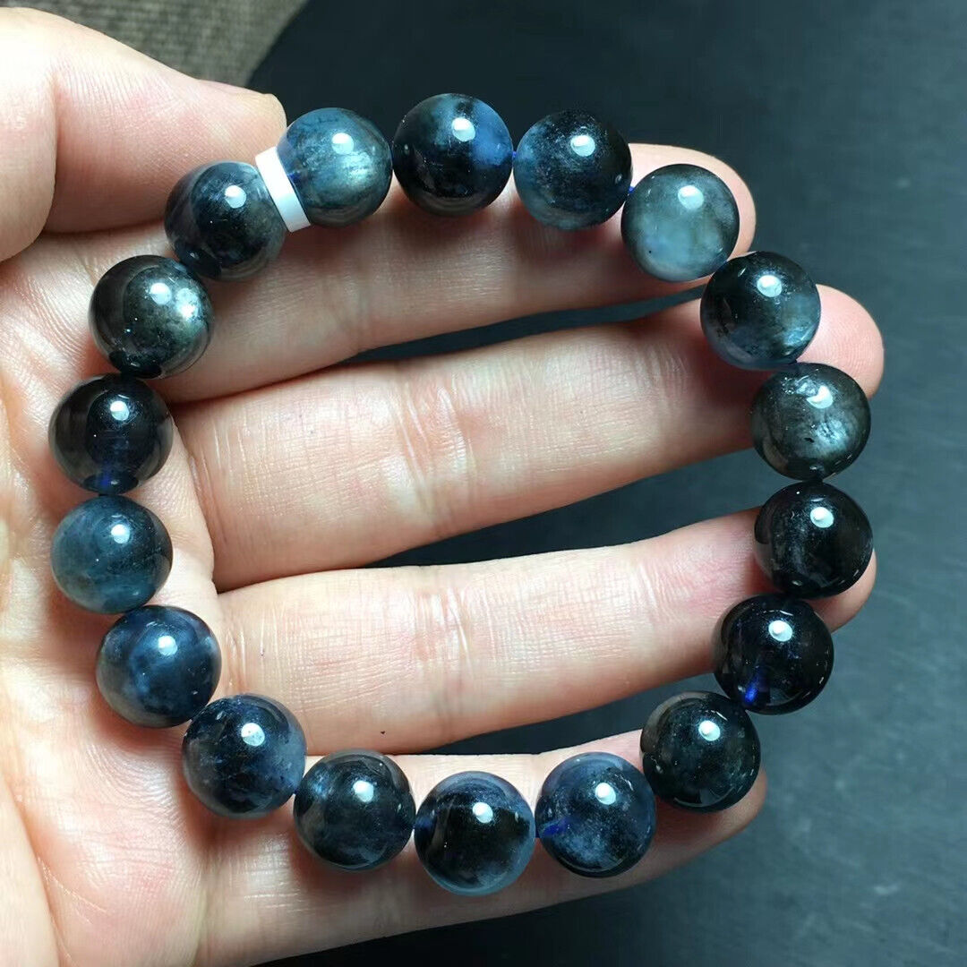 11.5mm Natural Blue Aquamarine Crystal Gemstone Round Beads Bracelet AAAAA