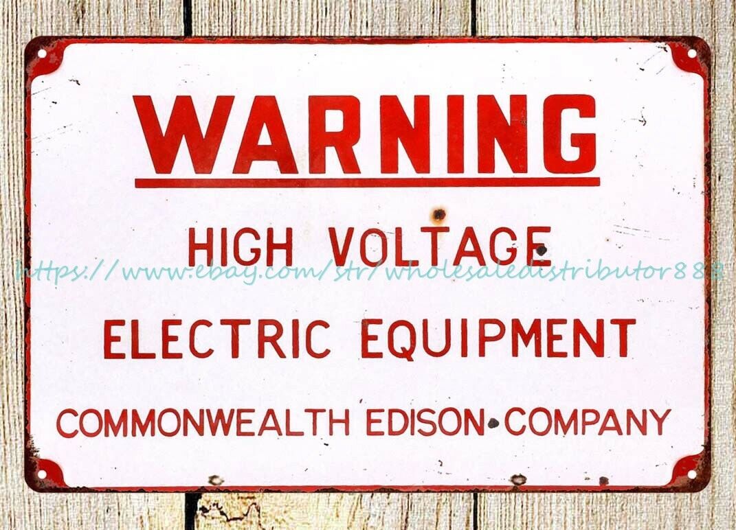 Commonwealth Edison Company WARNING, HIGH VOLTAGE, ELECTRIC EQUIPMENT metal tin