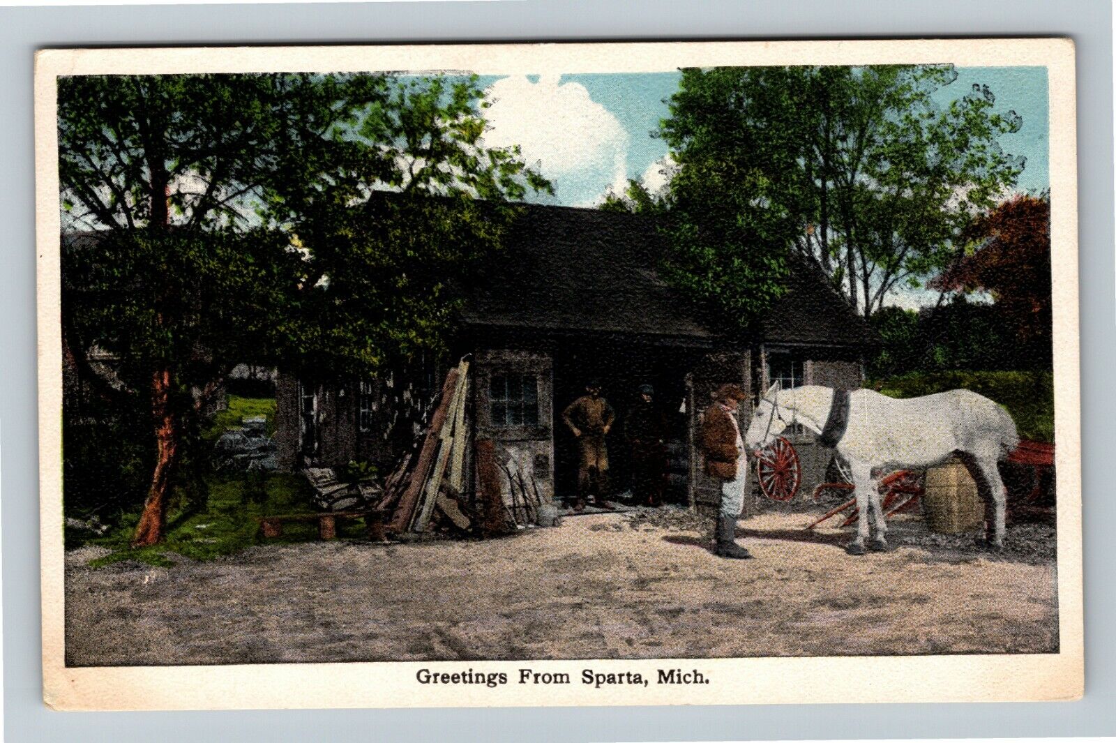 Sparta, MI-Michigan, Scenic Greeting, Horse, Vintage Postcard