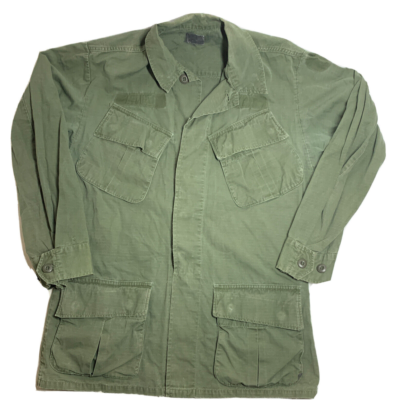 Vtg OG-107 Rip Stop Poplin Slant Pocket Shirt Medium Jungle Jacket Vietnam 1969