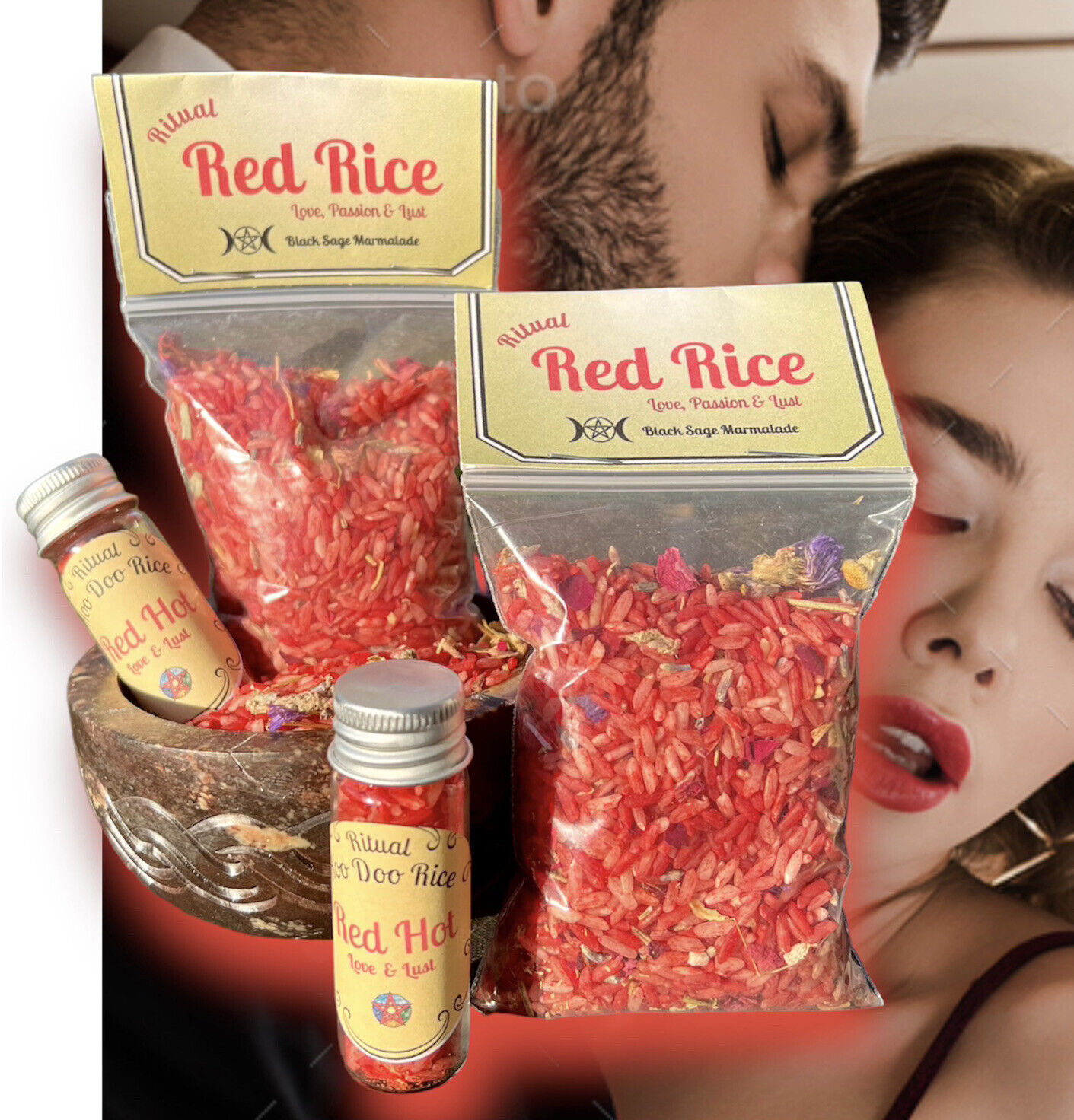 Lucky Red Hoodoo Rice For Romance Love Sex Lust Fertility 3 Oz Witchcraft HooDoo