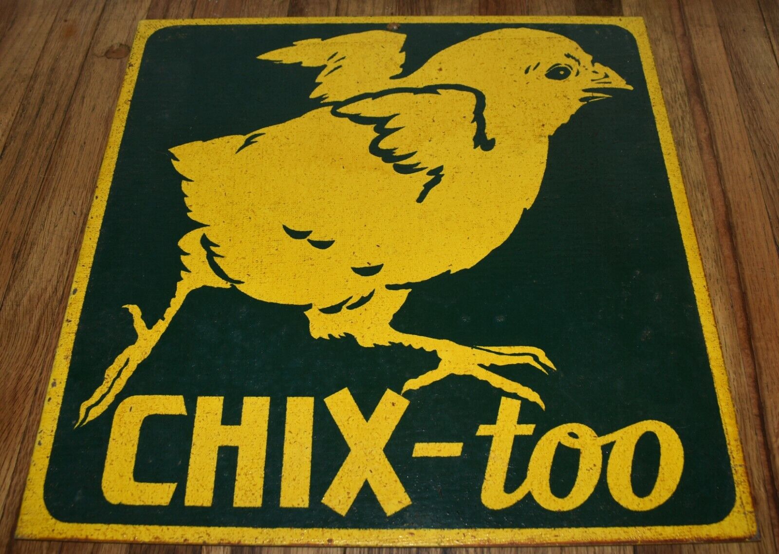 Vintage 16x16 Dekalb Chix Too Masonite Chicken Advertising Farm SIGN