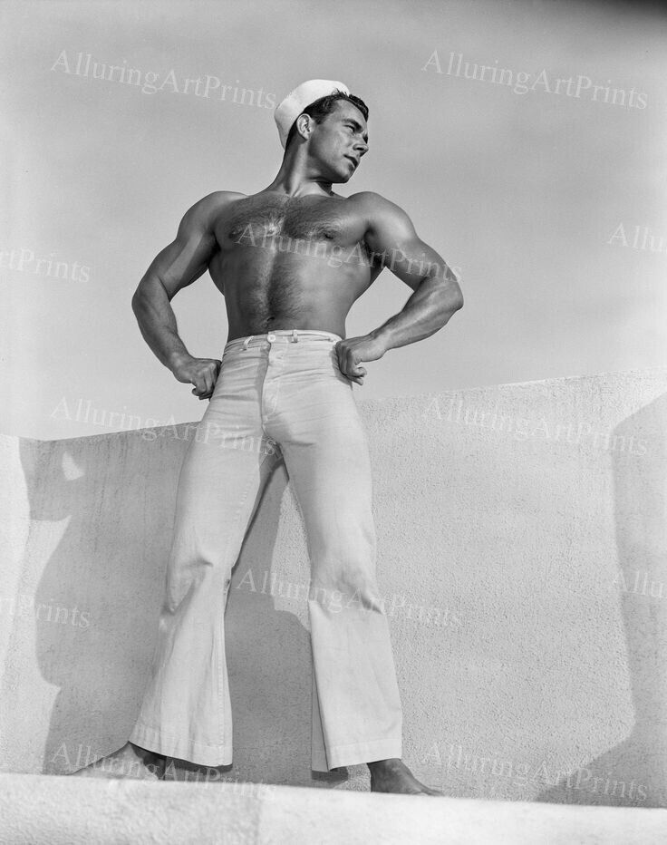 8x10 Vintage Male Model Photo Print Muscular Handsome Shirtless Hunk -EE370