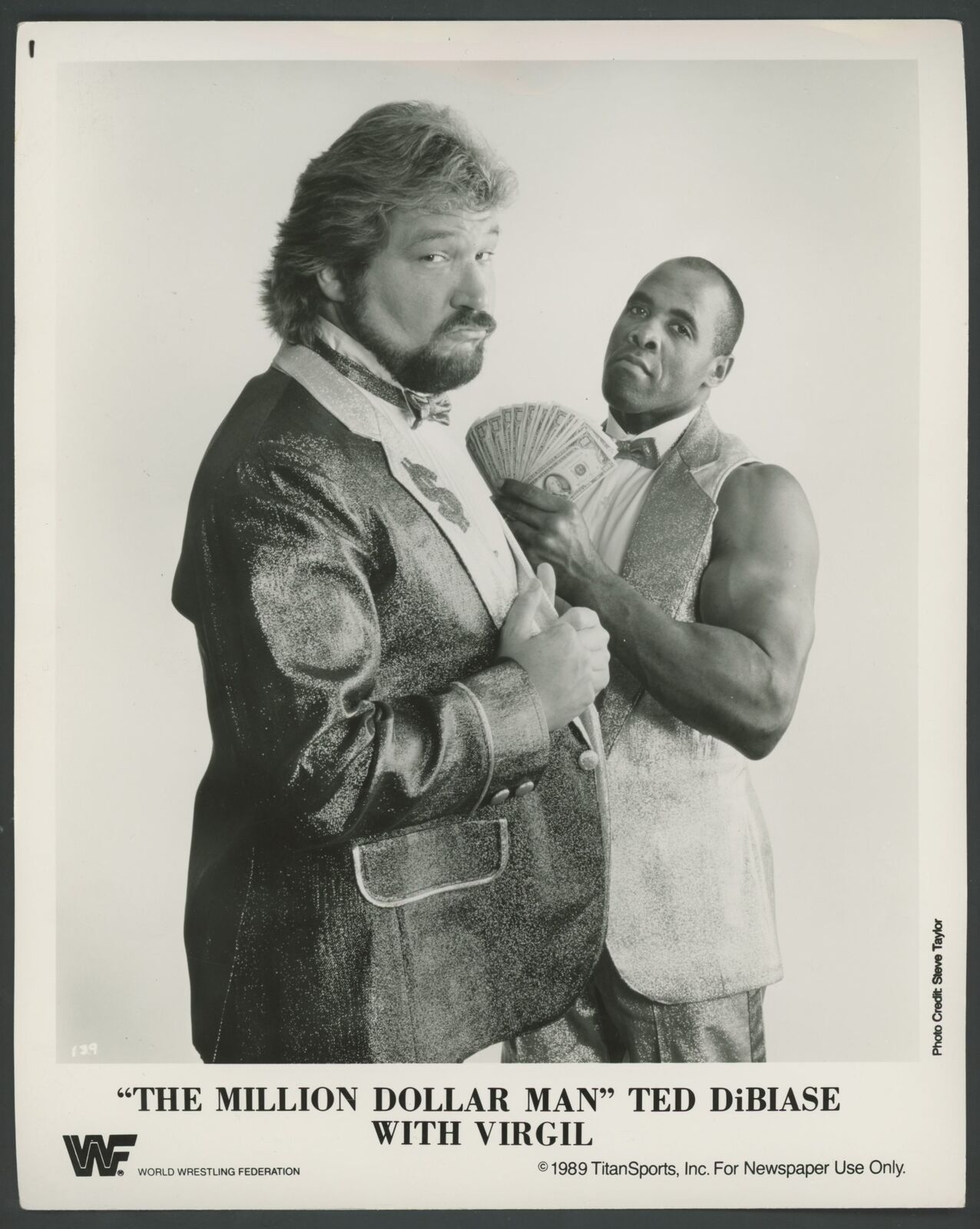 1989 WWF Original Press Photo The Million Dollar Man With Virgil