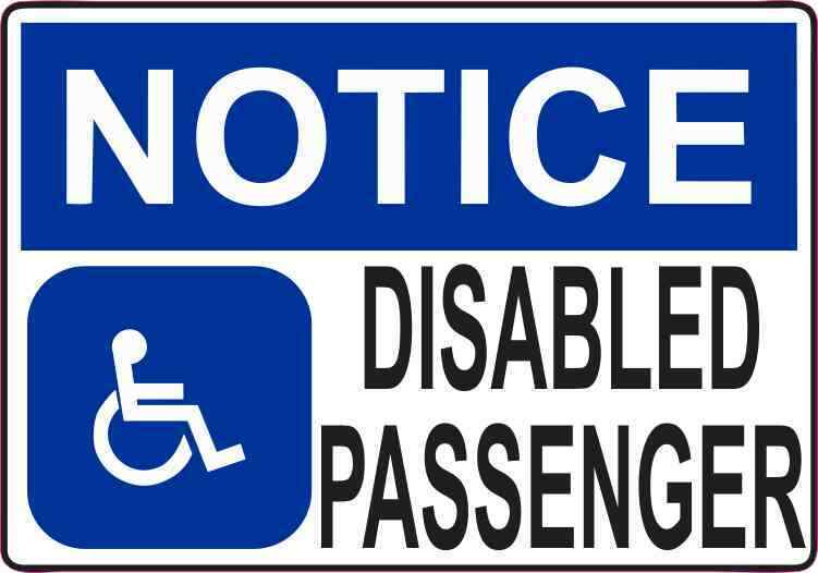 5x3.5 Disabled Passenger Sticker Vinyl Door Stickers Sign Handicap Notice Signs