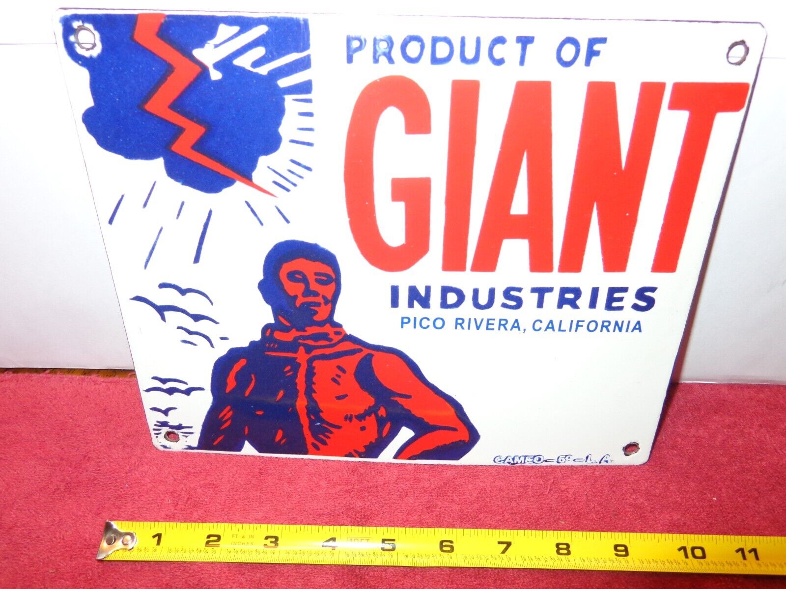 10x6 in GIANT INDUSTRIES CALIFORNIA ADVERTISING SIGN HEAVY METAL PORCELAIN #Z-56