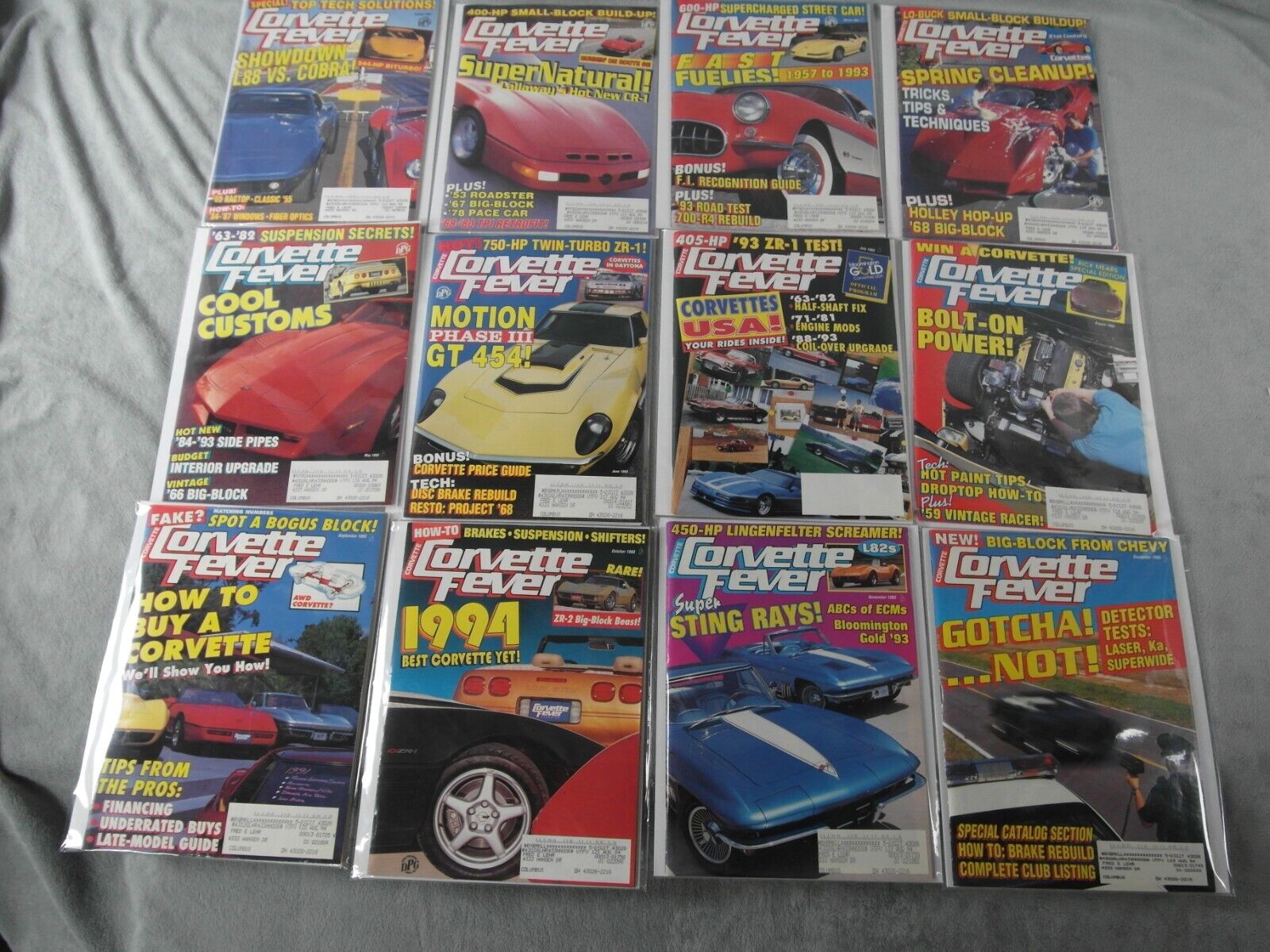 Corvette Fever Magazine 1993 - The Complete Year 12 Full Issues. NICE