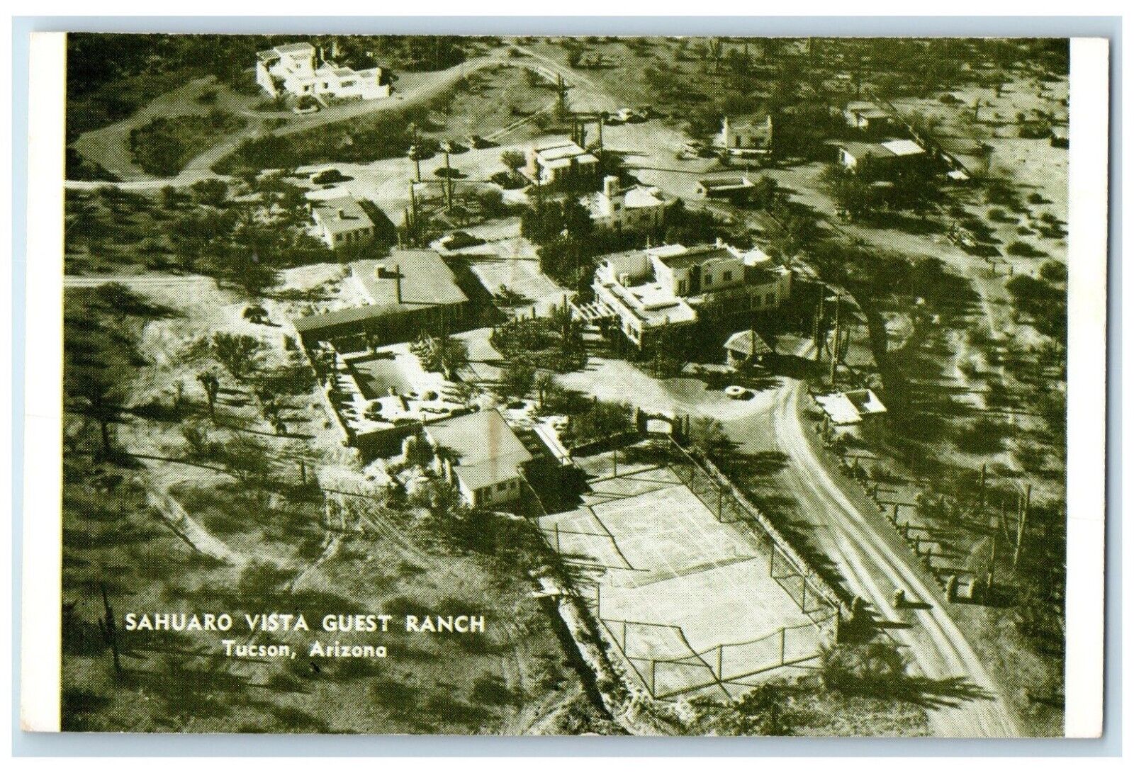 c1960 Aerial Sahuaro Vista Guest Ranch Exterior Building Tucson Arizona Postcard