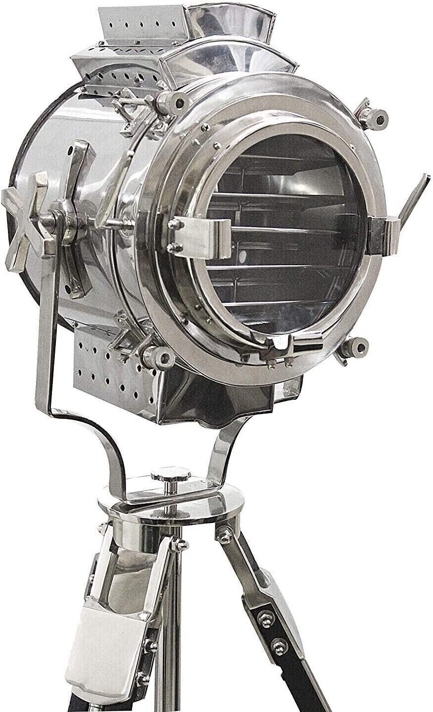 Vintage Nautical Modern Collectible Chrome Searchlight Home Black Screw Tripod