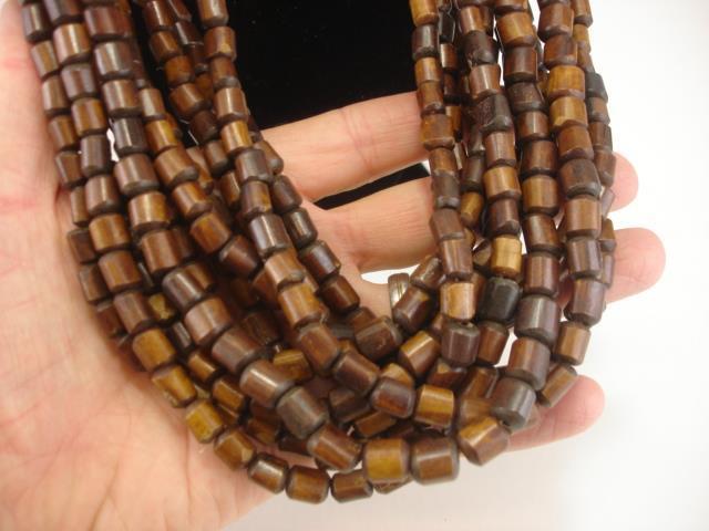 KEWA Santo Domingo 10-Strand Necklace African Zebu Bovine Cow Bone Beads Brown