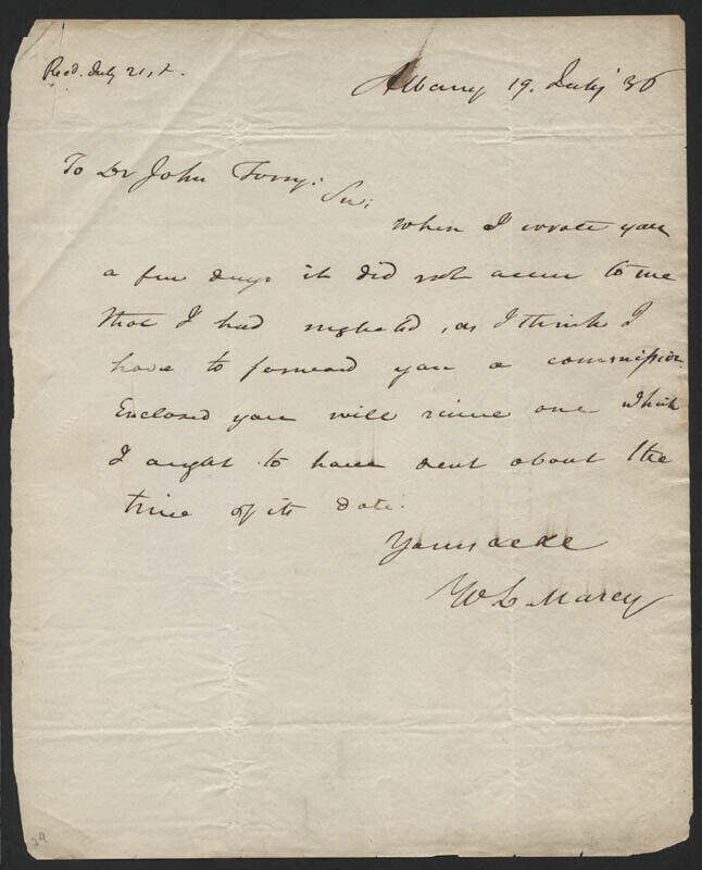 WILLIAM L. MARCY - AUTOGRAPH LETTER SIGNED 07/19/1836