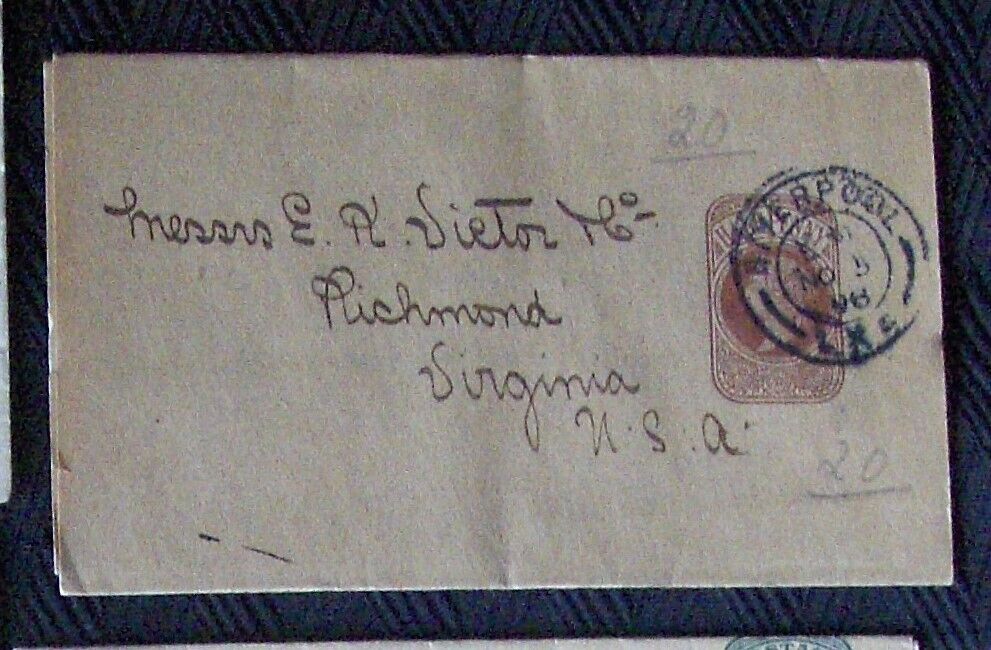 British small letter from Liverpool sent to Richmond, US 1896