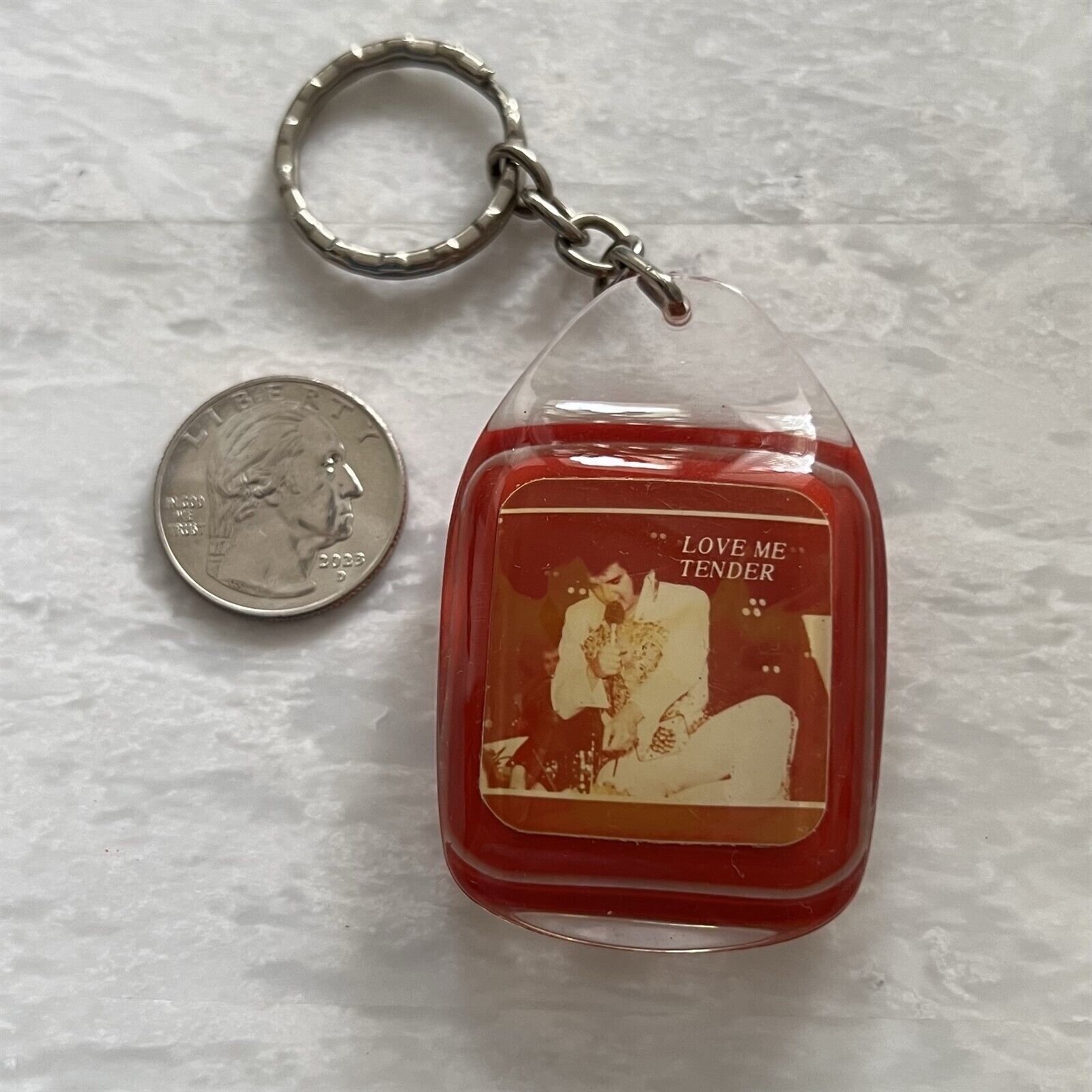 1979 Vintage Elvis Pressley Love Me Tender Keychain Key Ring #44155