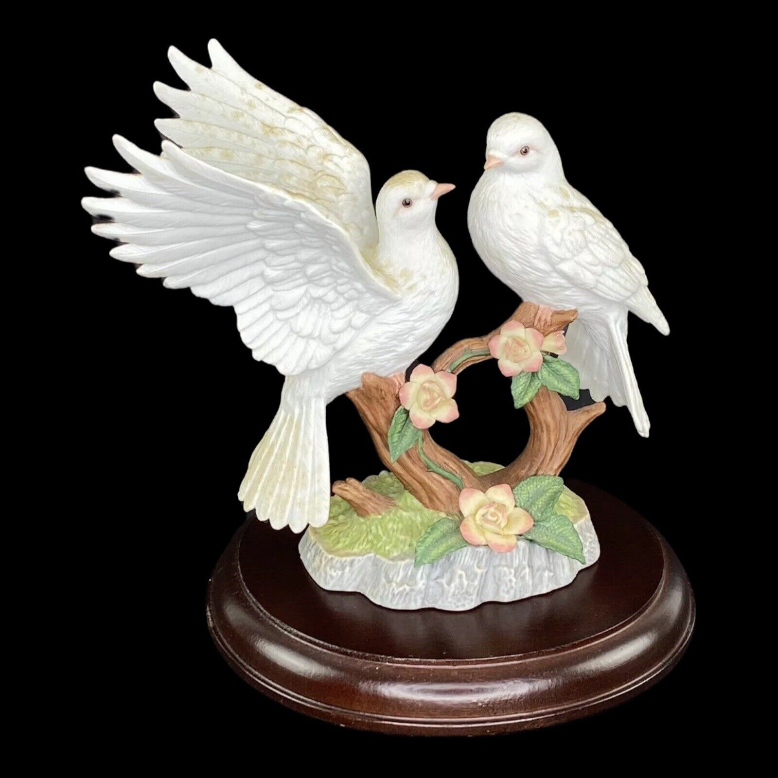 Lenox Peaceful Devotion Doves And Roses Porcelain Figurine Wood Base/Box 1991