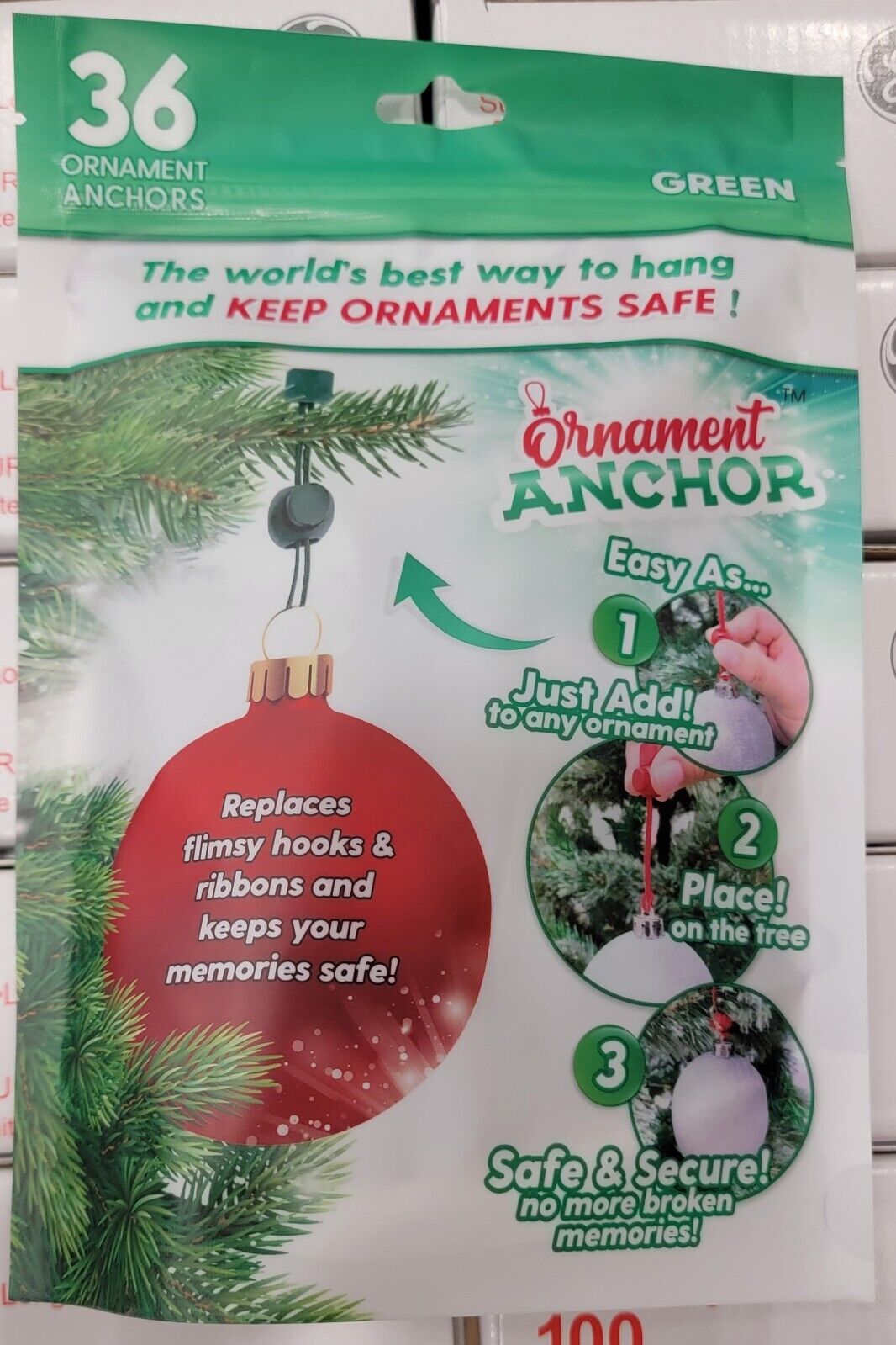 ORNAMENT ANCHOR Hooks for Hanging Christmas Decorations- 36pc - Shark Tank