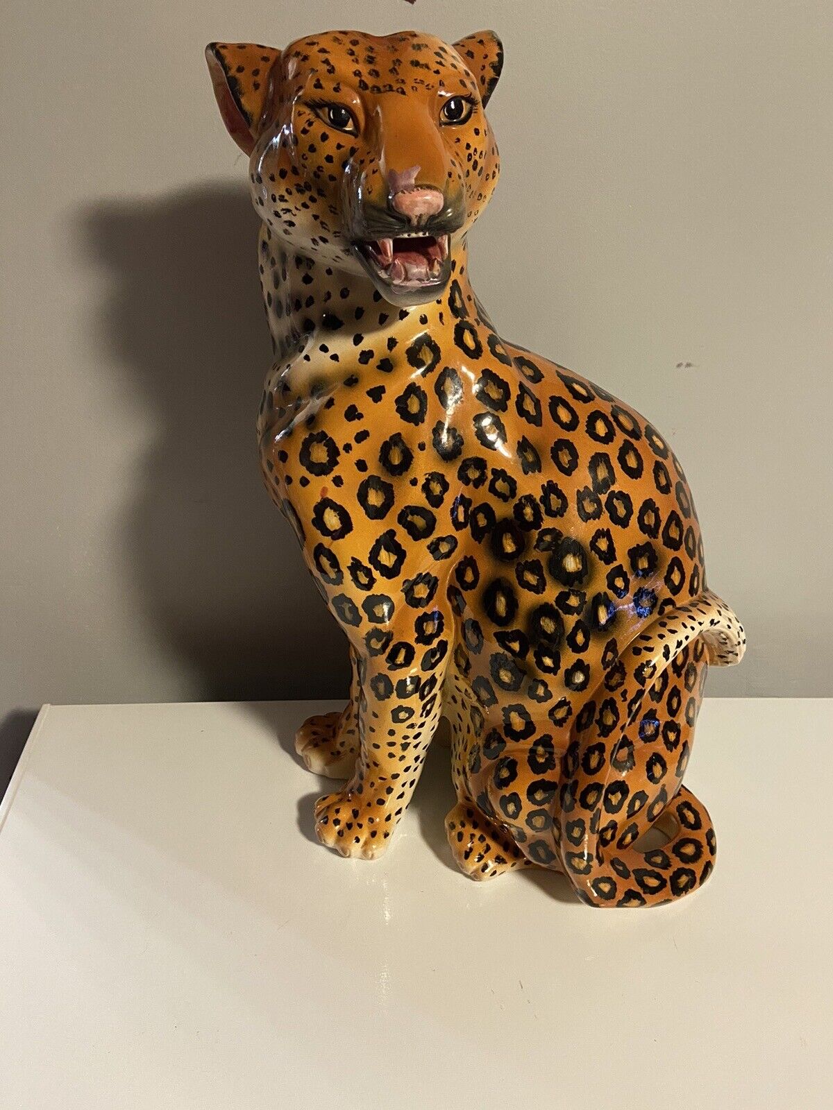 Vintage 22 Inch Tall Ceramic Leopard 