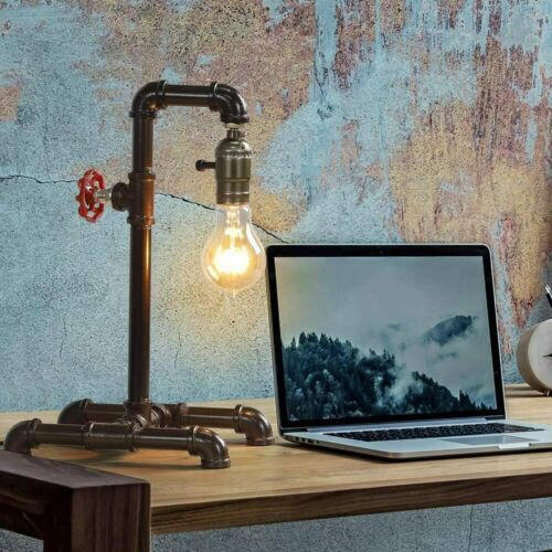 2PCS Industrial Style Metal Pipe Table Lamp Steampunk Pipe Desk Light Desk Light