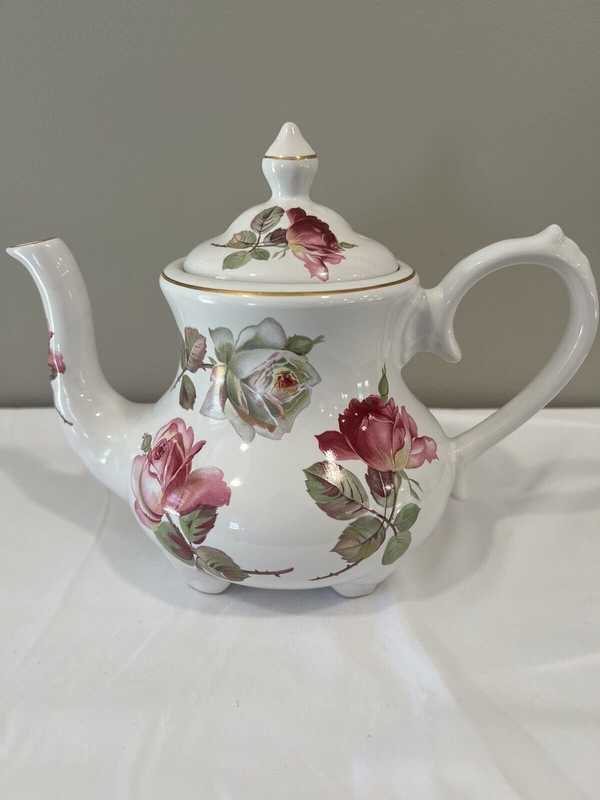 Crown Heritage Pink Floral Teapot England