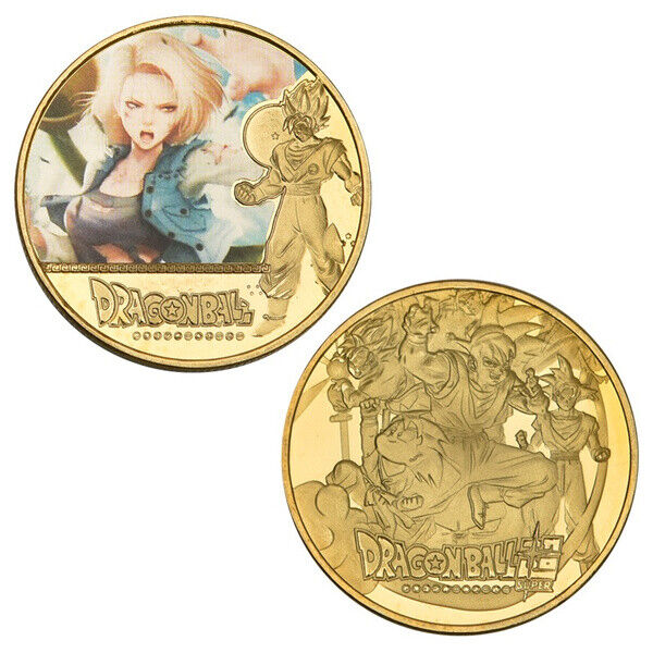 Dragon Ball Z 1 pcs Gold Challenge Coins Android 18 With Plastic Holder