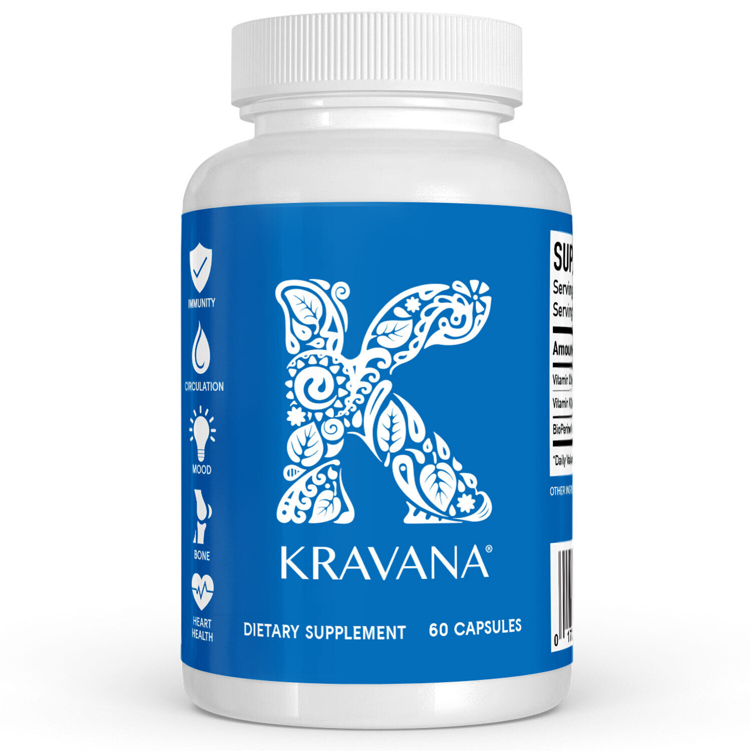 Kravana Nutritional Supplement Health Immunity Vitality All Natural Non-GMO 60ct