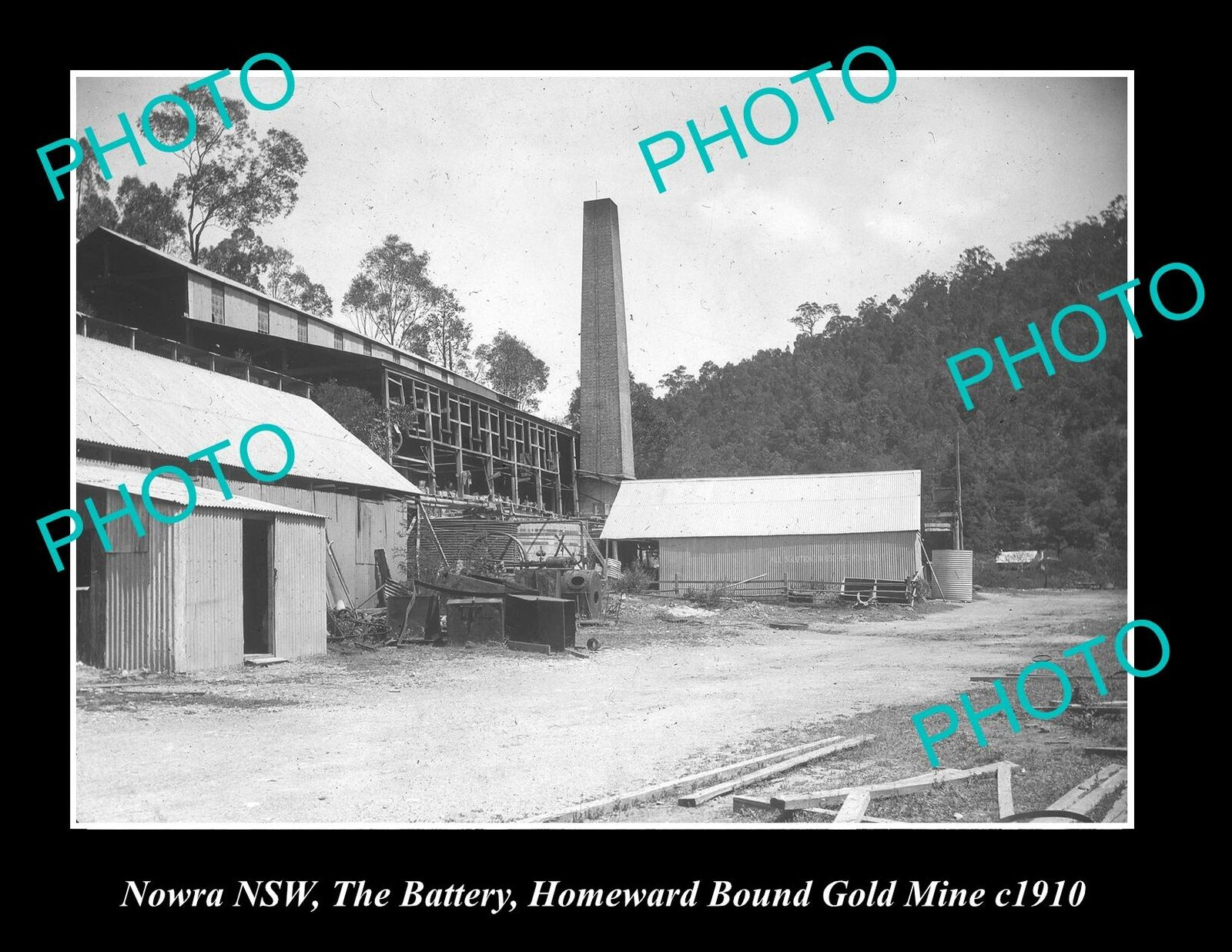 OLD POSTCARD SIZE PHOTO OF NOWRA NSW HOMEWARD BOUND GOLD MINE c1910