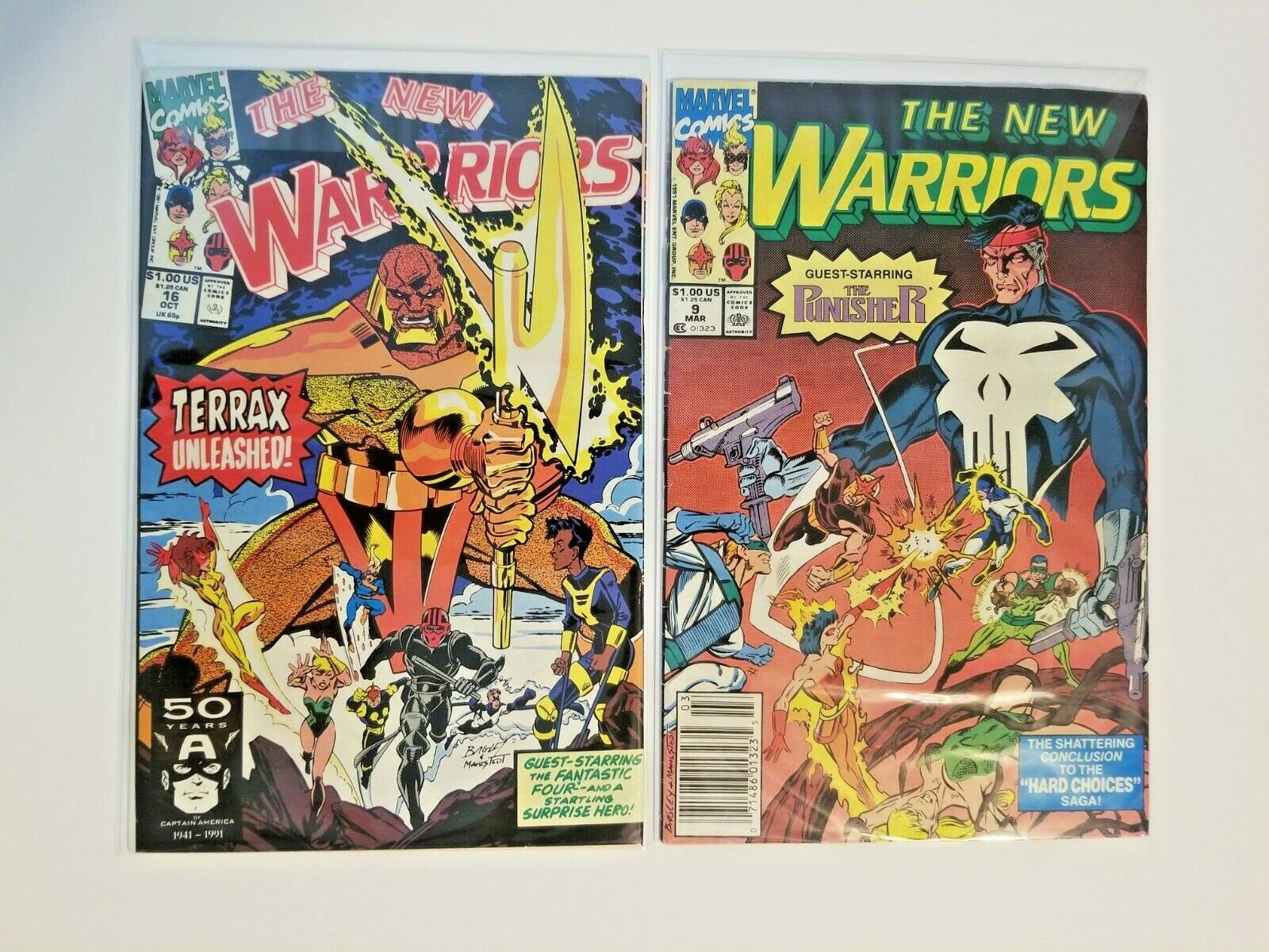 The New Warriors #9 ft. The Punisher and #16 ft. The Fantastic Four LOT OF 2