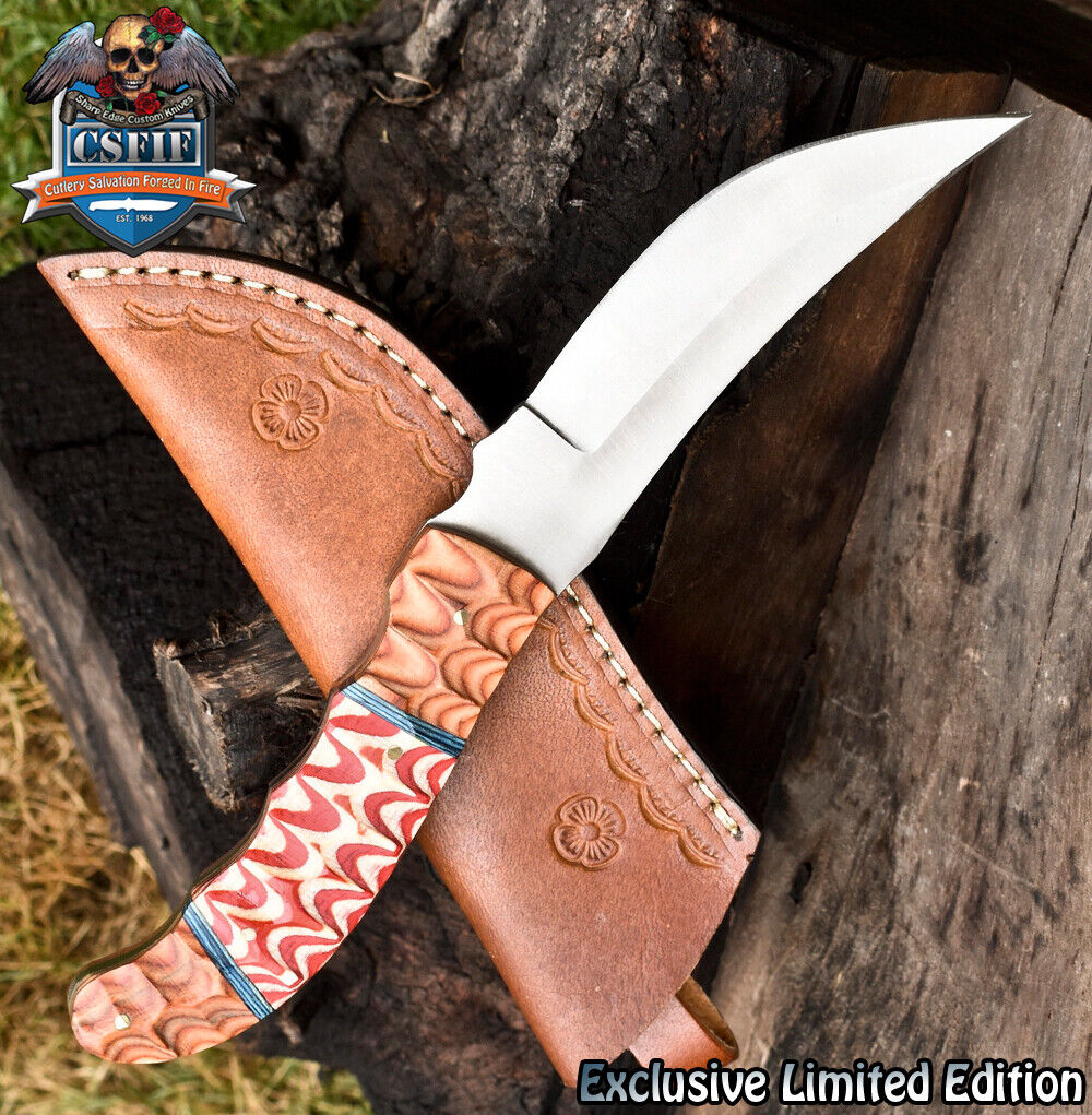 CSFIF Custom Skinner Knife 440C Steel Hard Wood Wooden Bolster Gift