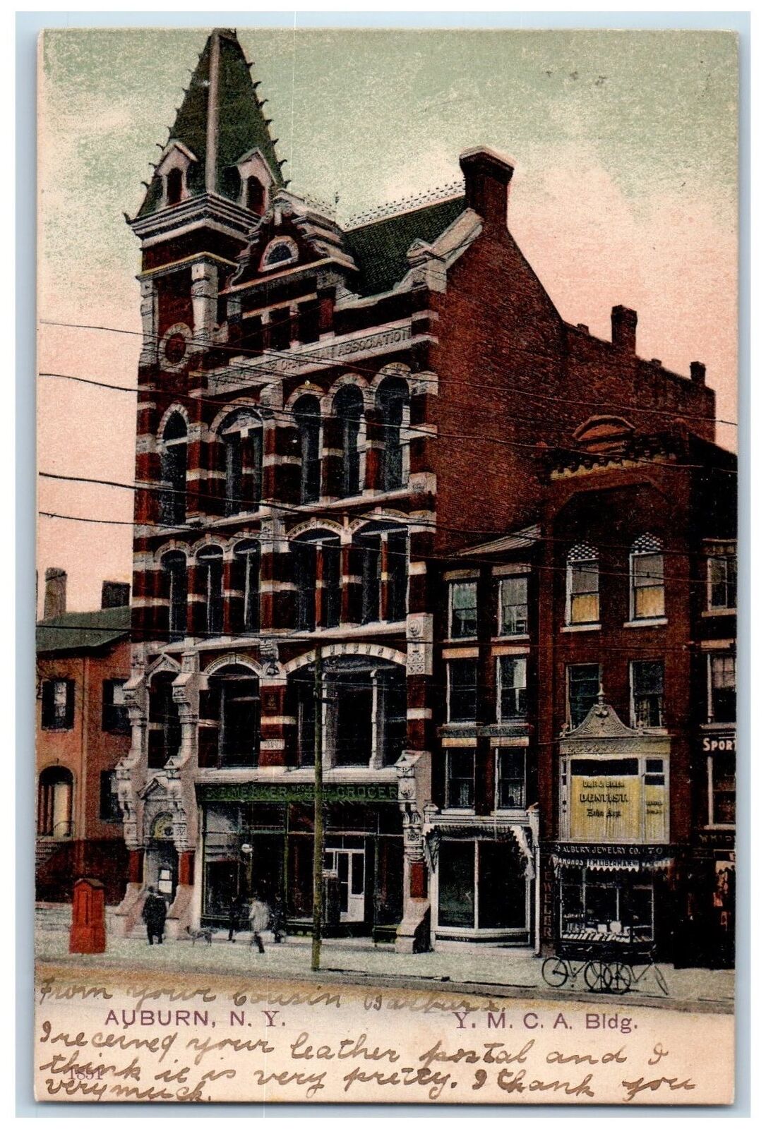 1907 Auburn YMCA Building Antique Scene Auburn New York NY Posted Postcard