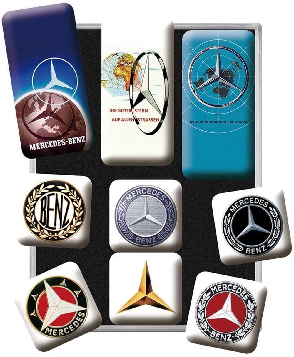 Nostalgic-Art - Retro 9 piece fridge magnet set - Mercedes-Benz