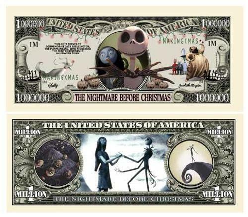 Nightmare Before Christmas 10 Pack Collectible Dollar Bills Funny Money Novelty
