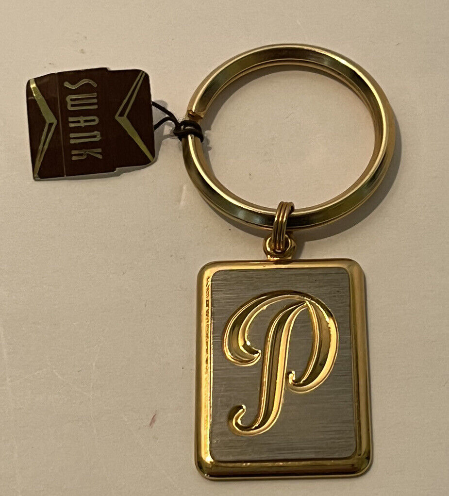Vintage Gold And Silver Toned Swank Keychain “P”