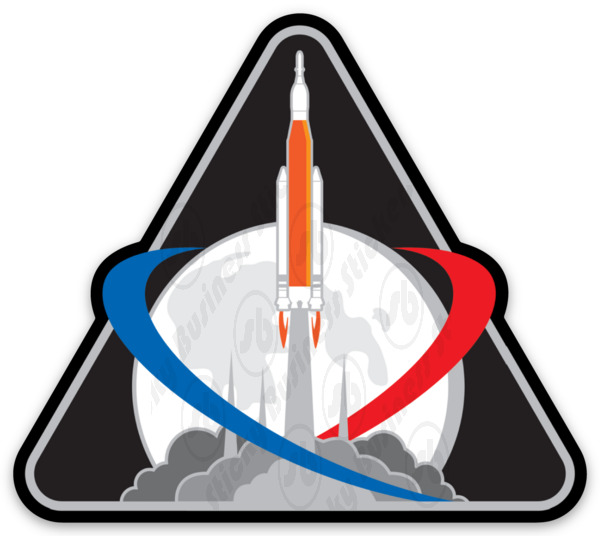 NASA Artemis Space Program Mars Moon with Rocket Sticker