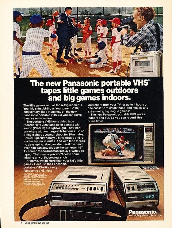 1979 Panasonic Portable VHS Original Vintage Advertisement Print Ad J903
