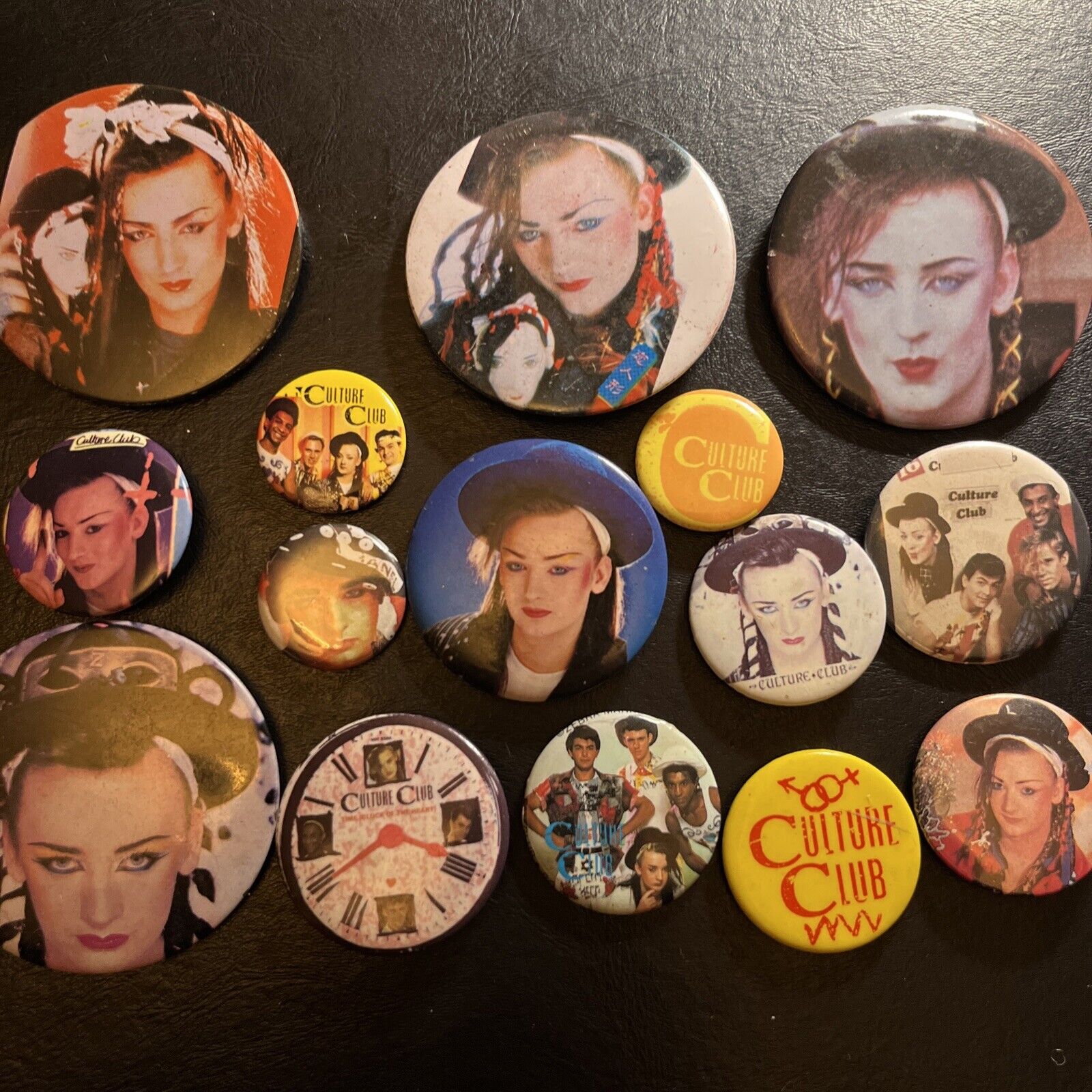 Vintage Set Of 15 CULTURE  CLUB & BOY GEORGE Pins Buttons Badges Karma Chameleon