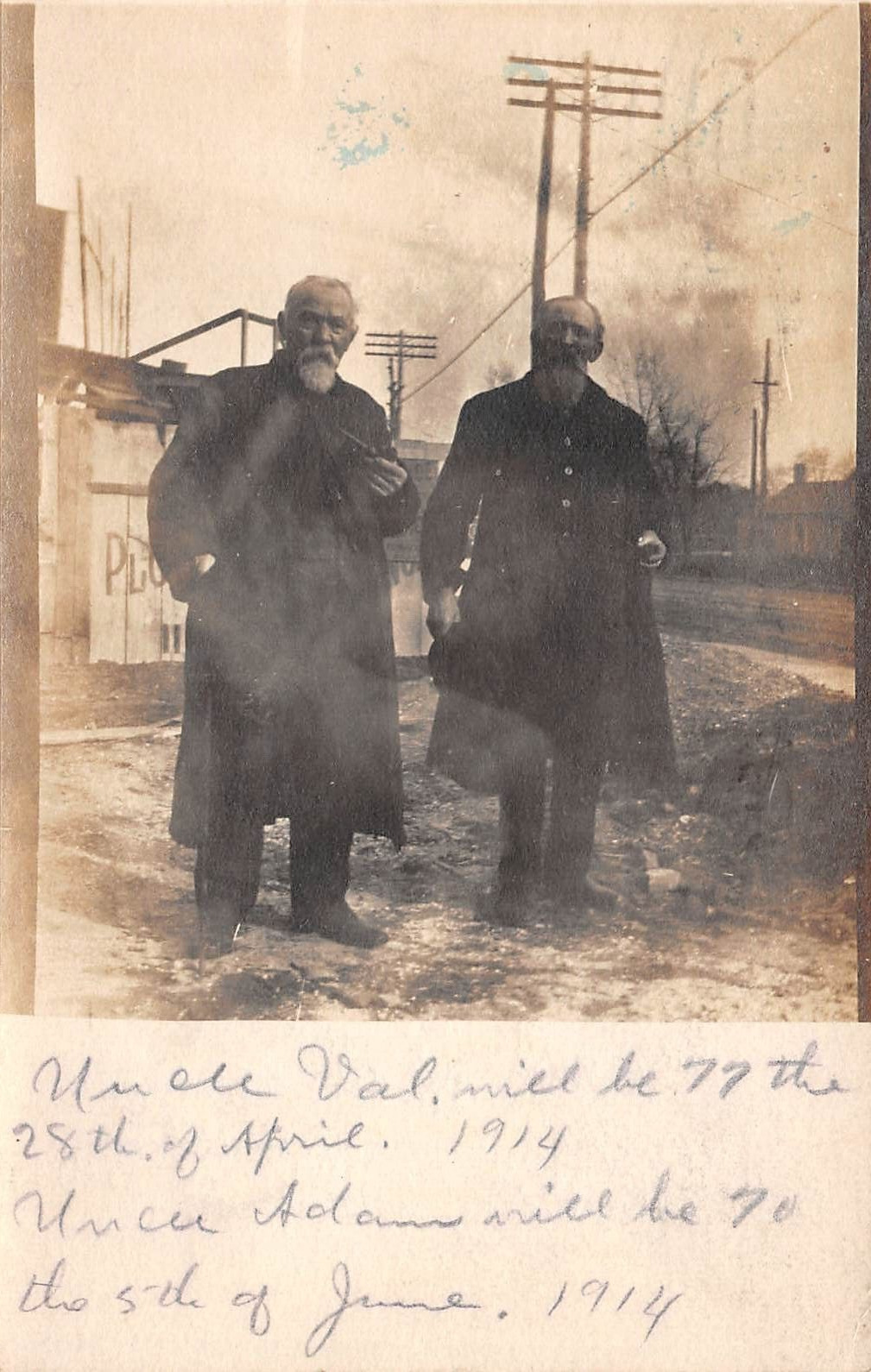 RPPC Photograph Two Old Men Vintage 1914 Postcard 9169