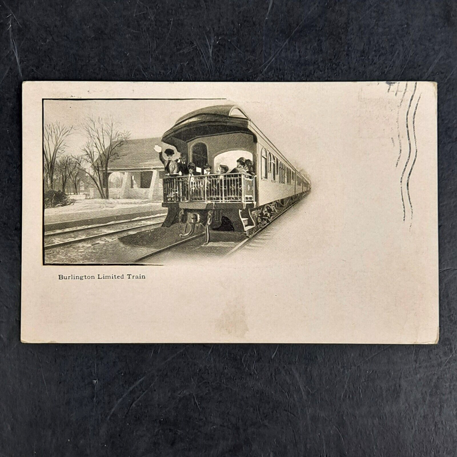 1908 DB POST CARD BURLINGTON LIMITED RAILROAD RAILWAY PASSENGER TRAIN POSTCARD
