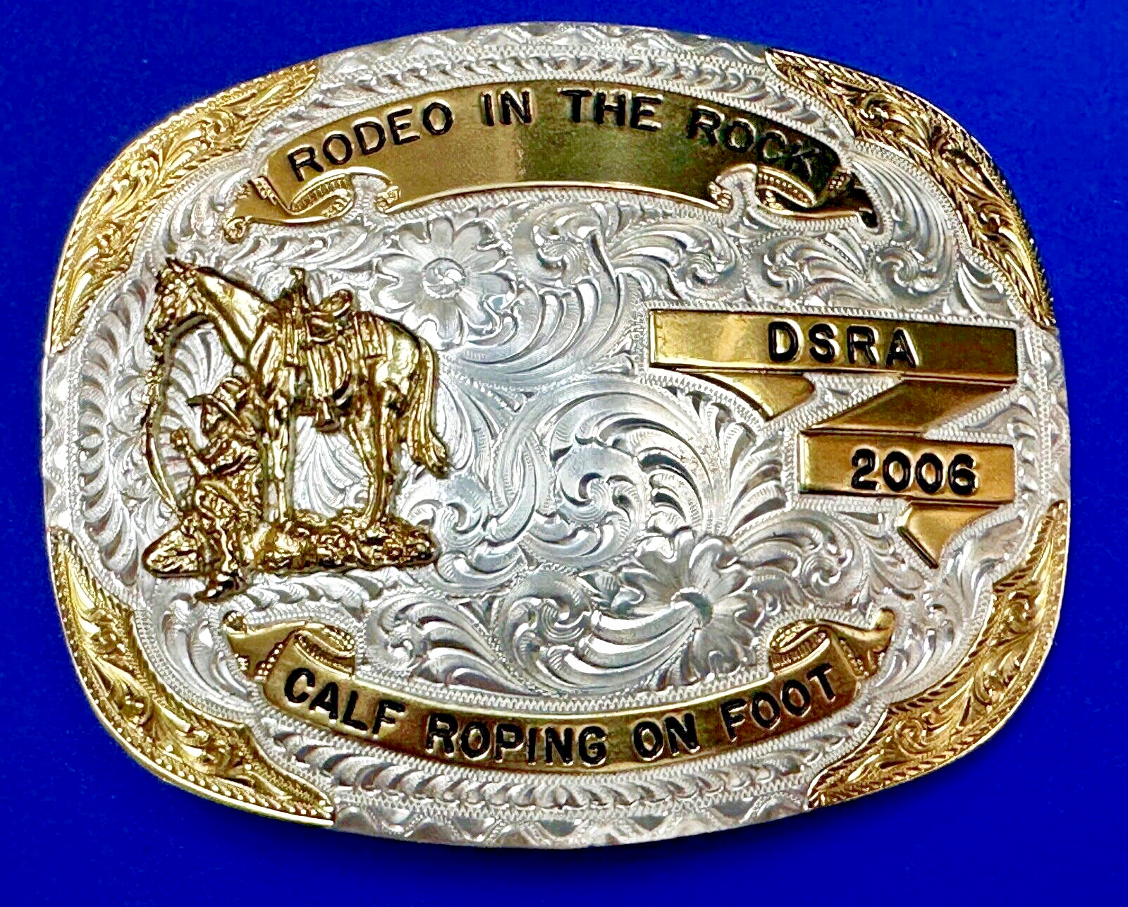 Calf Roping on Foot DSRA AR 2006 Trophy Montana Silversmiths Belt Buckle in box