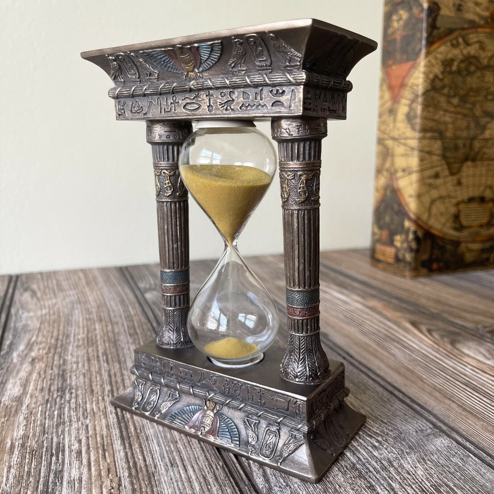 Handmade Egyptian Gateway Gold Cold Cast Bronze Sand Hourglass Timer Décor Gift