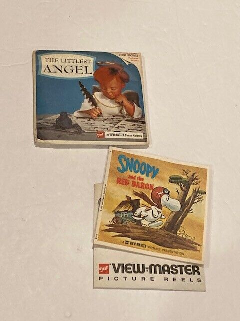 Vintage Lot of 2 View-Master GAF Reels: Snoopy Red Baron & The Littlest Angel