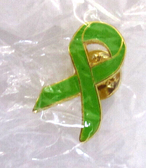 Lime Green Ribbon Lyme Disease Mental Health Awareness Enamel Lapel Pin NEW Pkg.